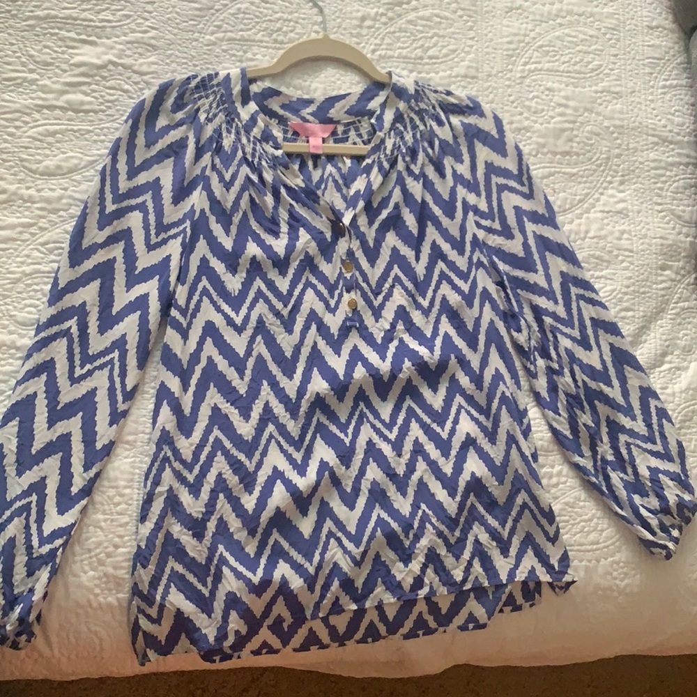 Lily Pulitzer blue and white blouse